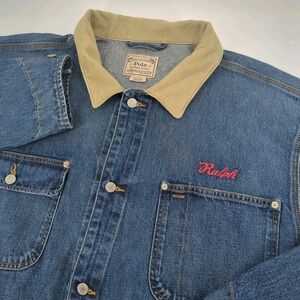 Polo Ralph Lauren Denim Chore Jacket 2XLT Tiger Patch 1967 Corduroy Collar Work